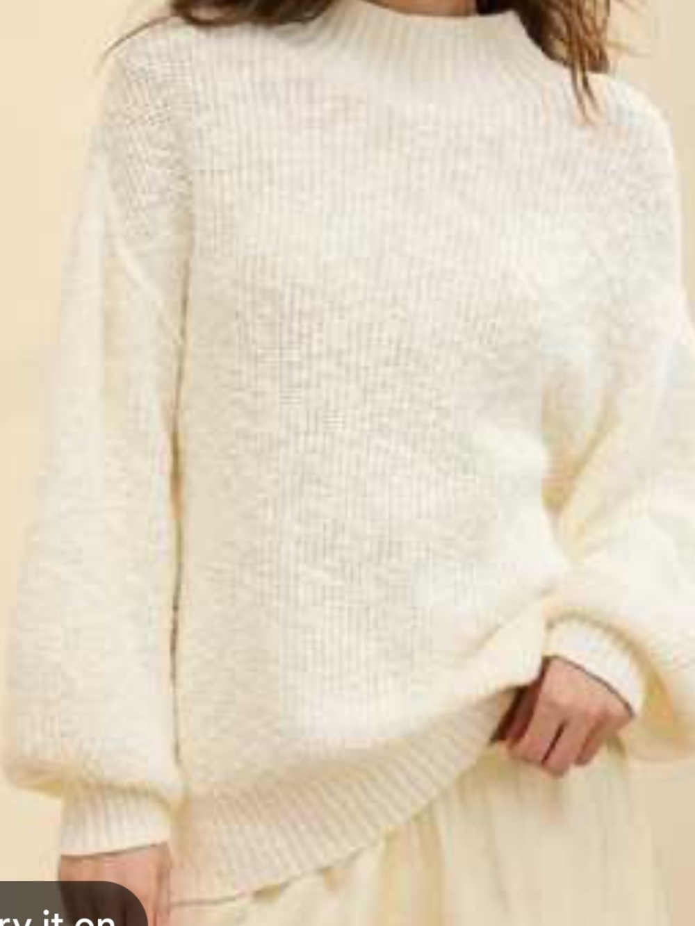 Aerie cream mock neck sweater 100% cotton L